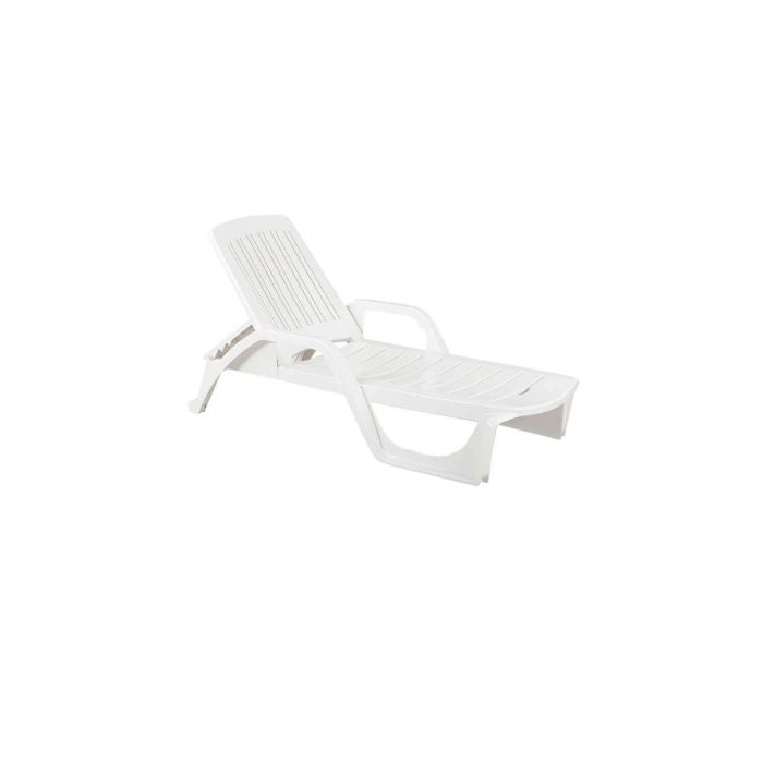 Stapelbare weiße Sonnenliege aus Polypropylen mit Rädern Mod. Zanzibar main product photo