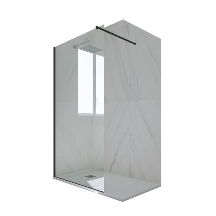 Duschwand Walk In in PVC H 200 Klarglas Matt-Schwarz Profil mod. Kolors main product photo
