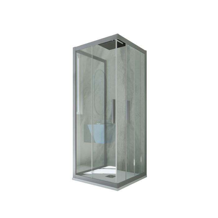 Dreiseitige Duschkabine in PVC H 200 Klarglas Silver Profil mod. Kolors Trio main product photo