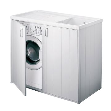 Waschmaschinenabdeckung mit Schrank aus PVC Weiss 109x60 cm mod. Silvestro
