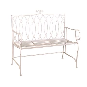 Sitzbank Weiß 104x55 cm h 100 cm aus Metall mod. Ragusa