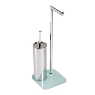 WC-Garnitur Toilettenpapierhalter und Klobürstenhalter in Glas Mod. Zero