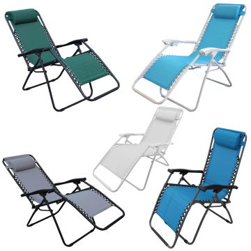 Klappbarer Liegestuhl aus Stahl und Gewebe in verschiedenen Farben Mod. Comfort
