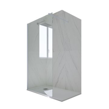Duschwand Walk In in PVC H 200 Klarglas Blau Vintage Profil mod. Kolors