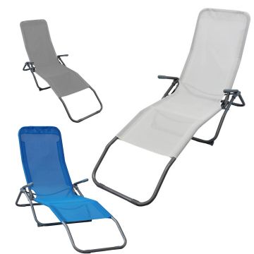 Klappbarer Liegestuhl aus lackiertem Metall und Gewebe in verschiedenen Farben Mod. Samba