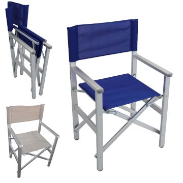 Klappbarer Regiestuhl aus Aluminium und Stoff in verschiedenen Farben Mod. Siena
